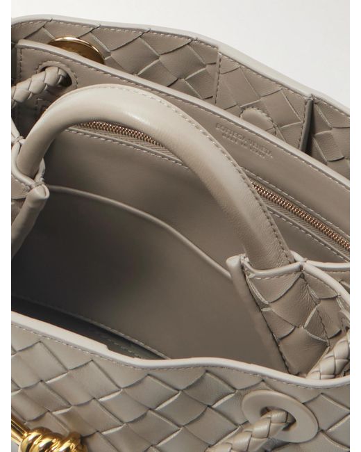 Bottega Veneta Gray Andiamo Kleine Tote Aus Intrecciato-Leder