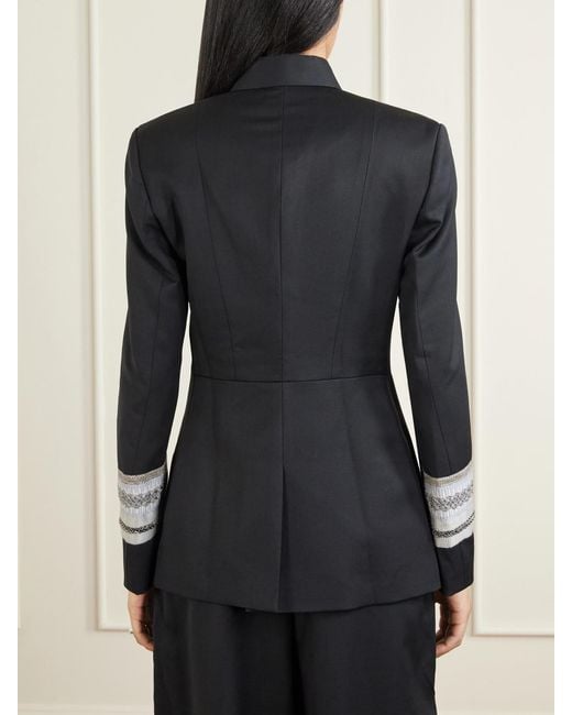 Abadia Black Grosgrain-Trimmed Wool-Blend Twill Jacket