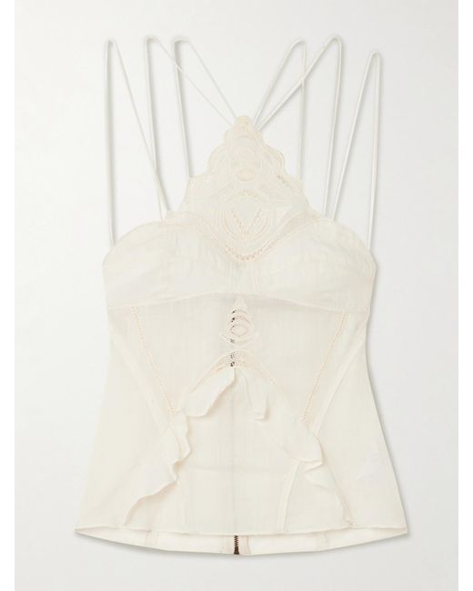 Isabel Marant Natural Leana Ruffled Broderie Anglaise Ramie Camisole