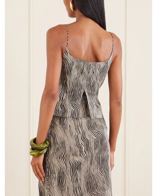 St. Agni Brown Savannah Zebra-Print Silk-Blend Cami