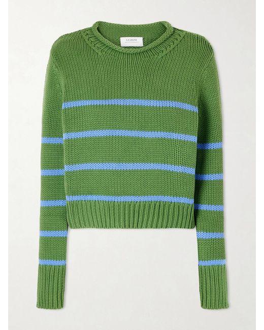 La Ligne Green Mini Marina Striped Cotton Sweater