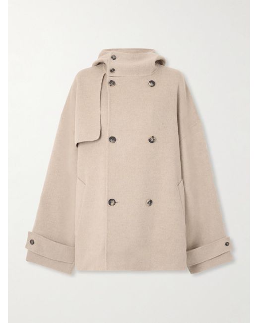 Manteau Oversize À Capuche Et À Double Boutonnage En Laine Brossée J.W. Anderson en coloris Natural