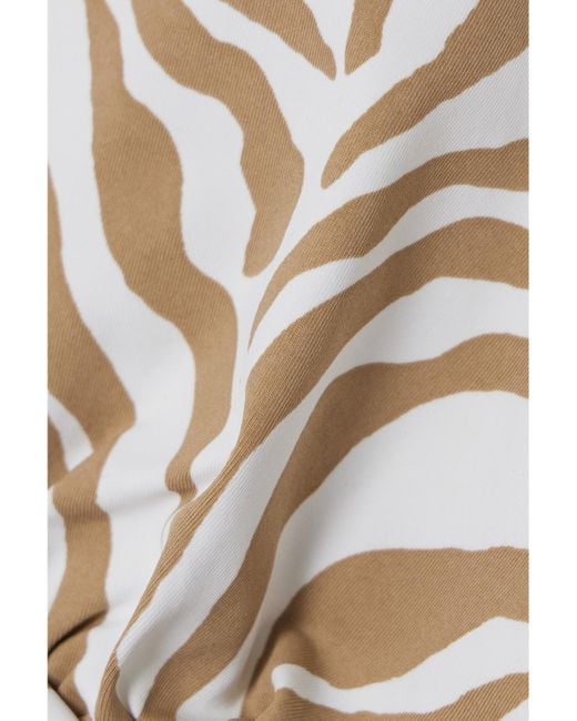 Max Mara Natural Beachwear Alberta Zebra-Print Triangle Halterneck Bikini Top
