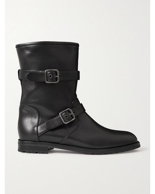 Manolo Blahnik Black Sulaltra Buckled Leather Ankle Boots