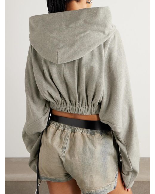 Rick Owens Gray Verkürzter Hoodie Aus Jersey Aus Einer Baumwollmischung