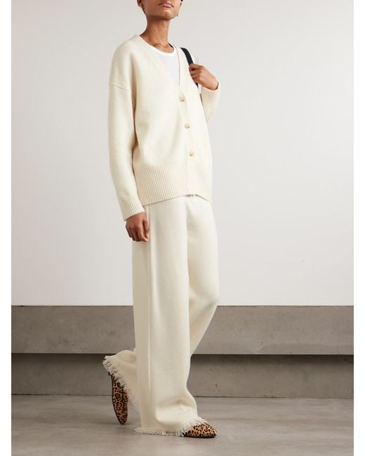 arch4 Natural Storme Frayed Organic Wool And Cashmere-Blend Wide-Leg Pants