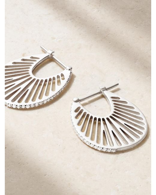 L'Atelier Nawbar Natural Flat Ray Large 18-Karat Diamond Hoop Earrings