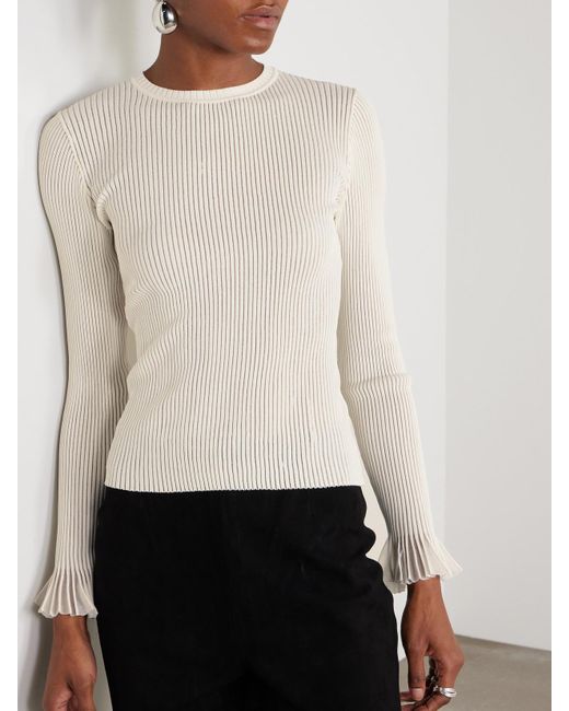 Ulla Johnson White Aster Oberteil Aus Rippstrick