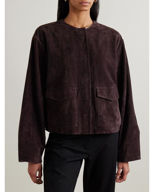 St. Agni Black Utility Cocoon Suede Jacket