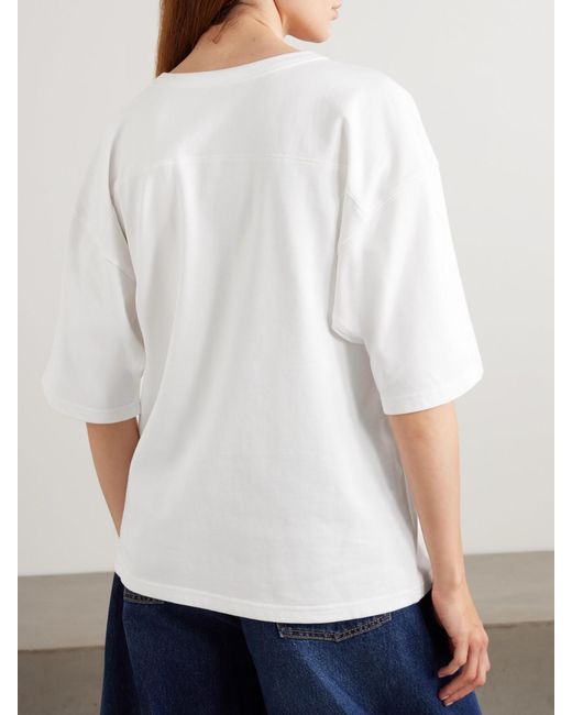 St. Agni White Match Paneled Organic Cotton-Jersey T-Shirt