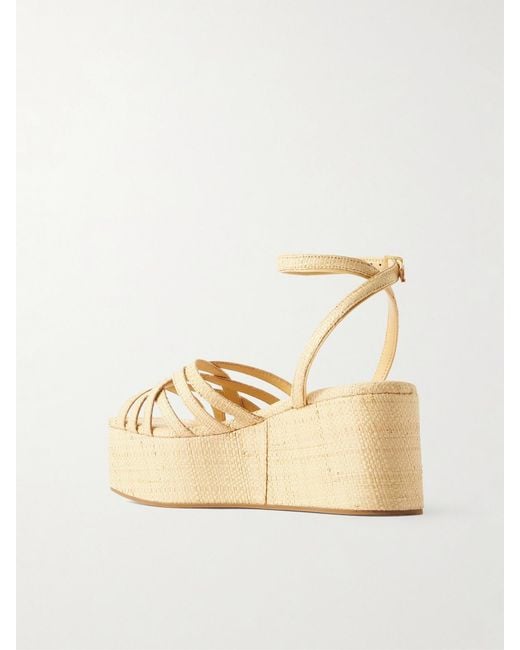 Loeffler Randall Natural Channing Raffia Platform Wedge Sandals
