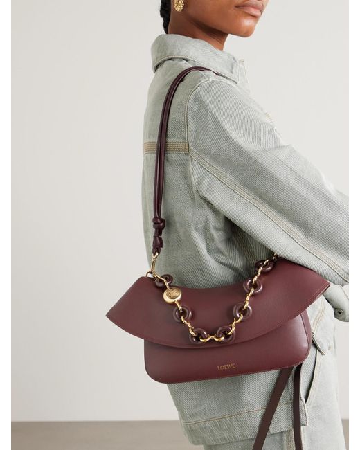 Loewe Brown Ola Mittelgroße Schultertasche Aus Leder Mit Verzierungen