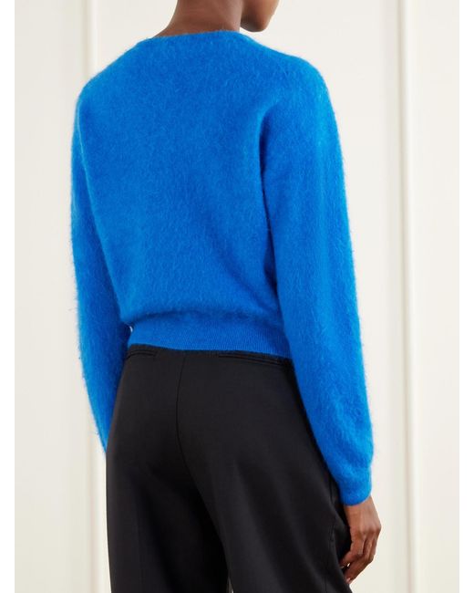 Auralee Blue Garment-Dyed Alpaca Cardigan