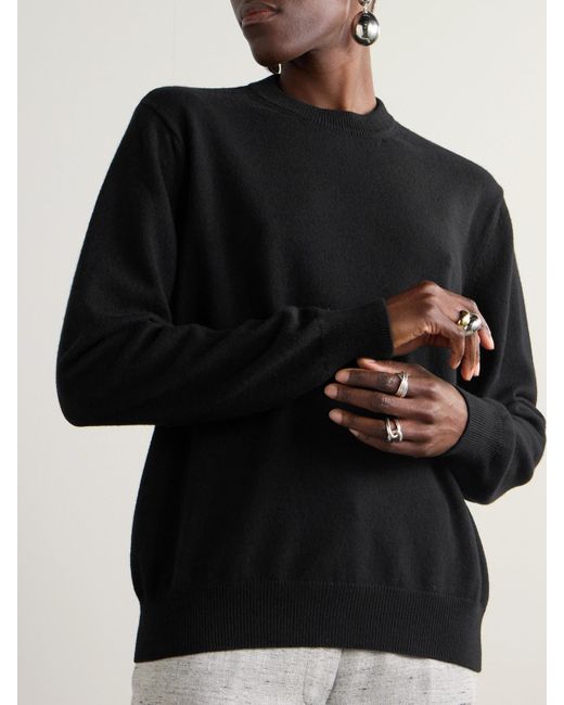 Jil Sander Black Cashmere And Cotton-Blend Sweater