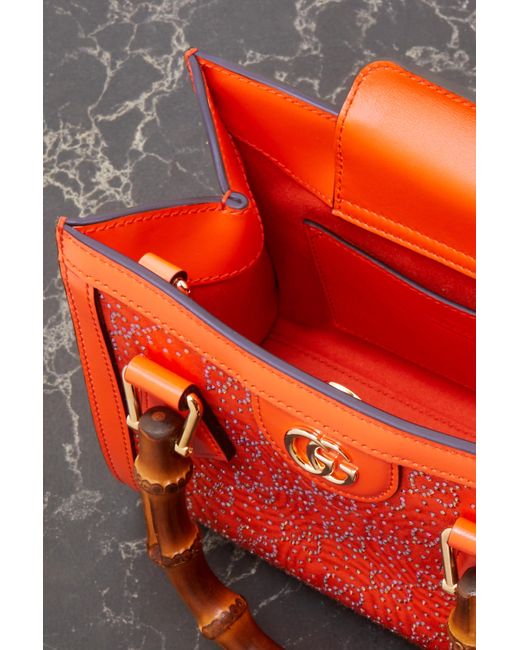 Mini Rich leather-trimmed crystal-embellished faille shoulder bag