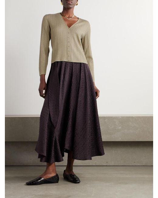 Loro Piana Natural Rimella Cable-Knit Cashmere And Silk-Blend Cardigan