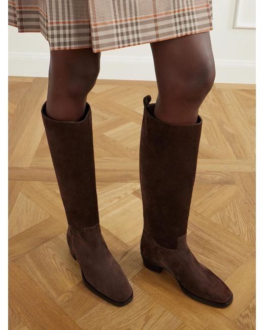 Jimmy Choo Brown Mave Paneled Suede Knee Boots