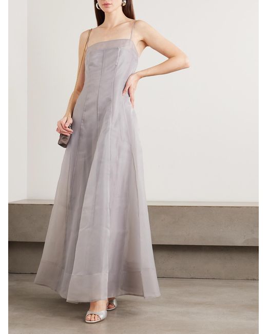 Staud White Gustav Paneled Organza Maxi Dress