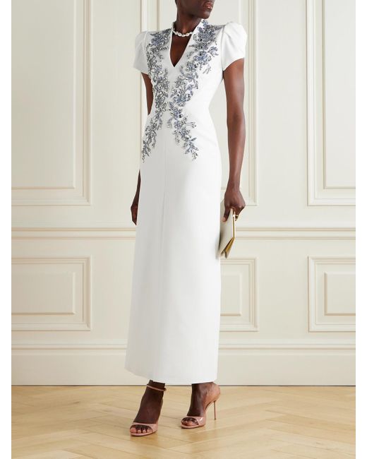 Jenny Packham White Robe Aus Crêpe Mit Kristallen