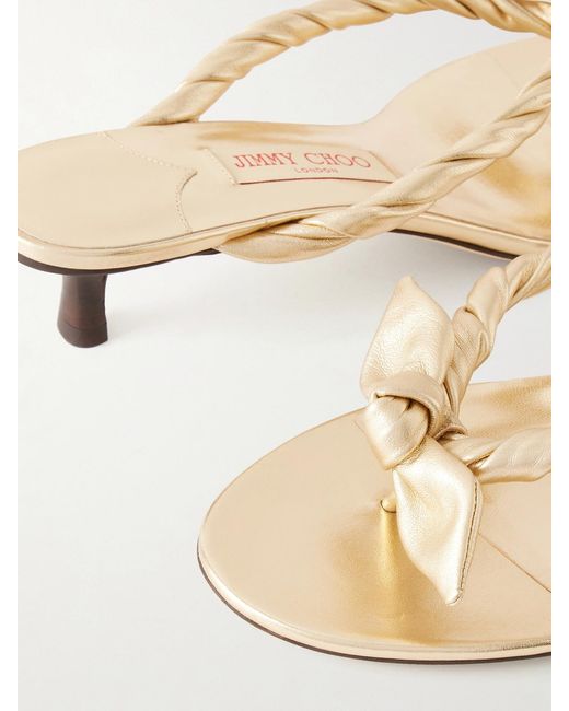 Jimmy Choo Natural Liss 35 Metallic-Leather Sandals