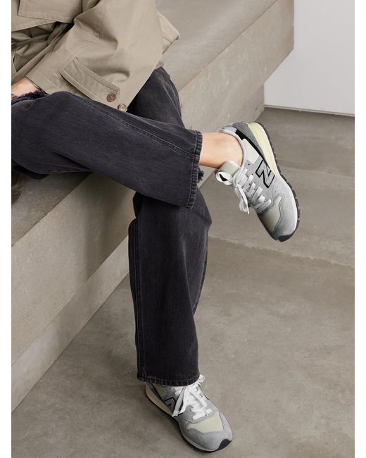 New Balance Gray U996 Mesh And Leather-Trimmed Suede Sneakers