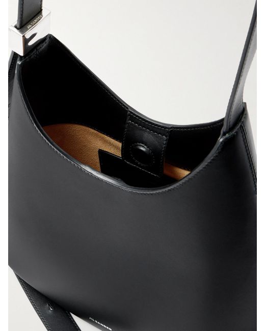 Jil Sander Black Kleine Schultertasche Aus Leder Mit Verzierung