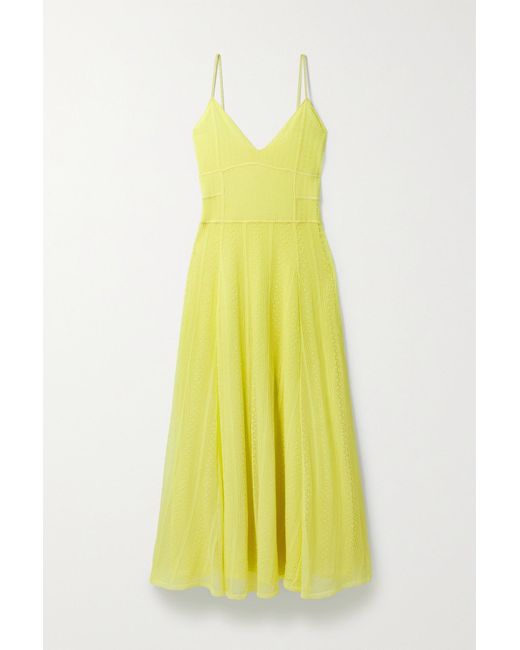 Jason Wu Pointelle-knit Midi Dress in Yellow | Lyst