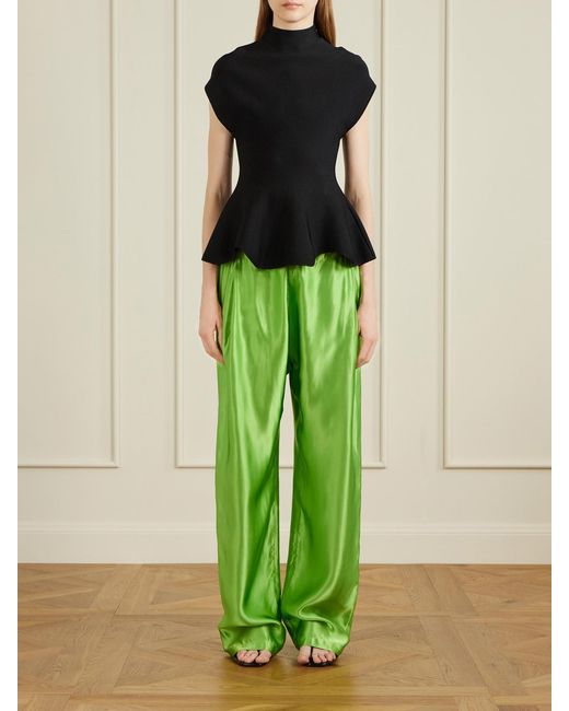 Khaite Green Rohen Satin Pants