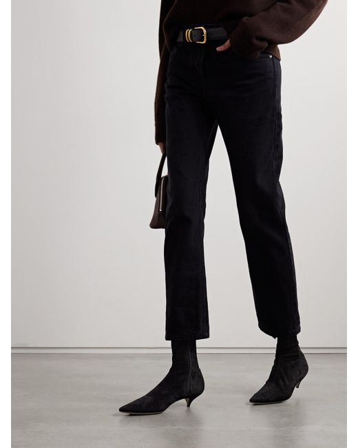 The Row Black Uxor Suede Ankle Boots