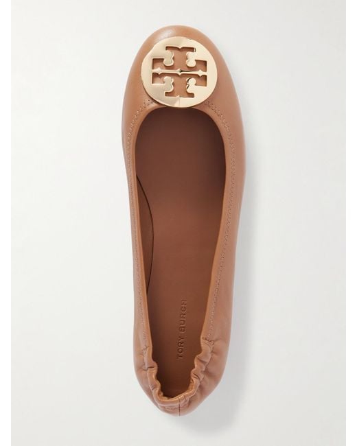 Tory Burch White Minnie Travel Ballerinas Aus Leder Mit Logodetail