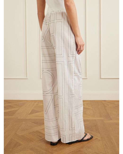 Totême  White Embroidered Organic Cotton And Lyocell-Blend Wide-Leg Pants