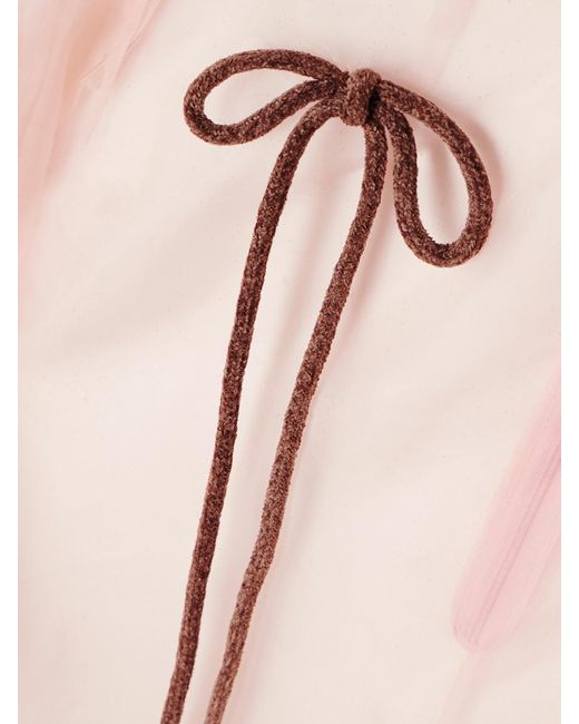 Simone Rocha Pink Bow-Detailed Silk-Organza Midi Skirt