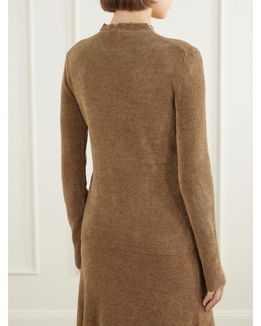 Gabriela Hearst Brown Ribbed Silk Sweater