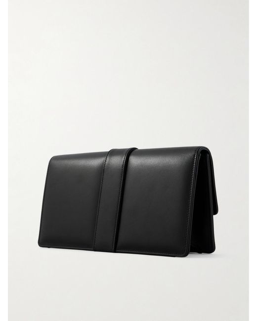 Manolo Blahnik Black Maycap Buckled Leather Clutch