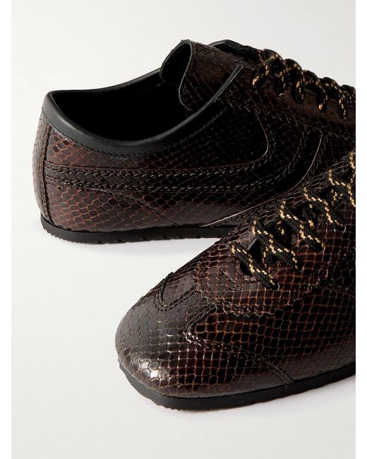 Dries Van Noten Black Snake-Effect Leather Sneakers