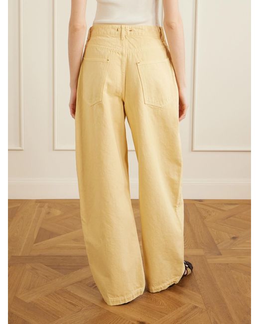OSSOU Yellow Mid-Rise Wide-Leg Jeans