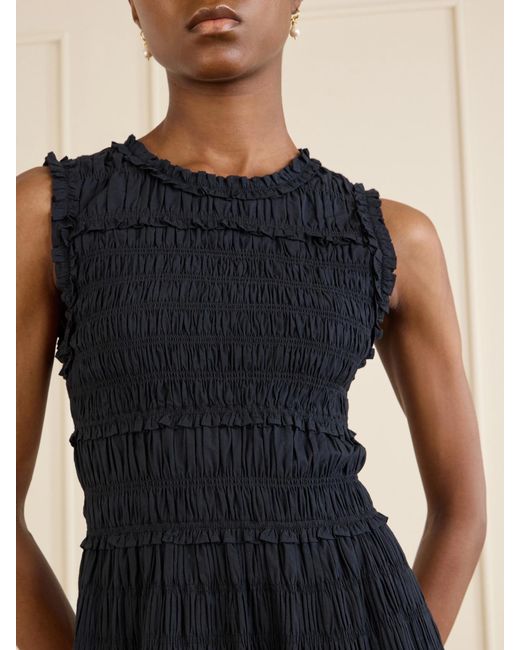 Doen Blue Mallory Cotton-Poplin Midi Dress