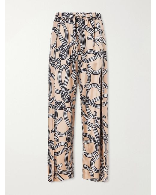 Loewe White Paula's Ibiza Printed Mid-Rise Straight-Leg Silk Pants