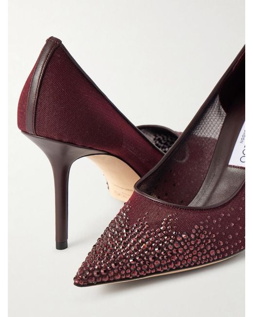 Jimmy Choo Pink Love 85 Crystal-Embellished Leather-Trimmed Mesh Pumps