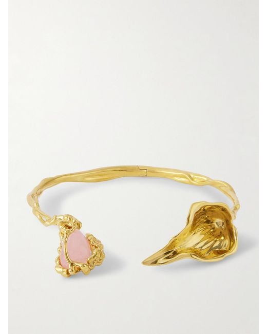 Chloé Metallic Flower Soul-Tone Rose Quartz Choker