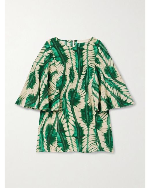 Ulla Johnson Green Ada Printed Silk Top