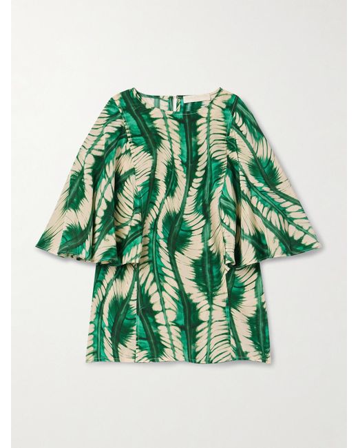 Ulla Johnson Green Ada Printed Silk Top