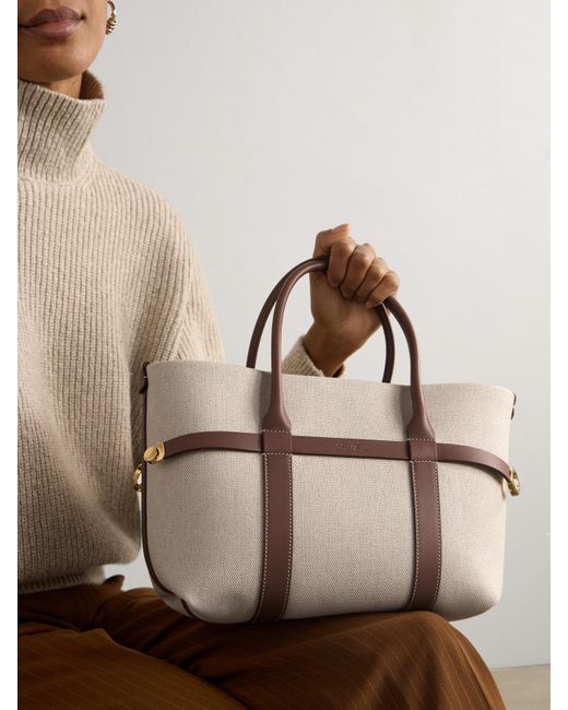 Loro Piana Natural Ghiera Small Leather-Trimmed Canvas Tote