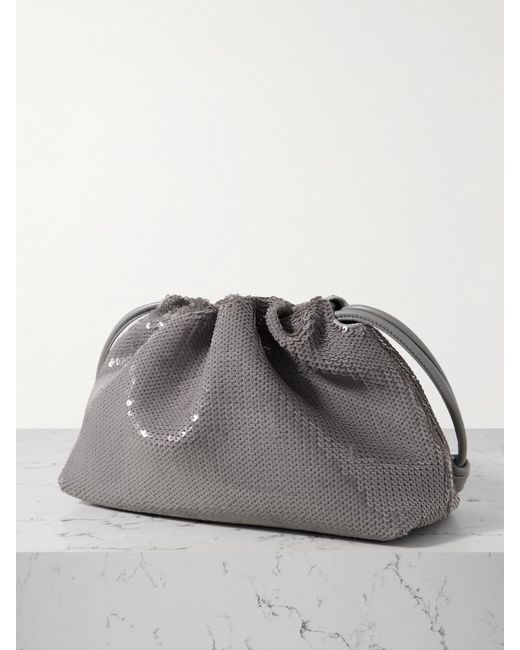 Loewe Gray Flamenco Clutch Aus Leder Mit Pailletten