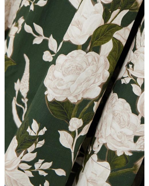 Robe Midi En Popeline De Coton À Imprimé Fleuri Et À Finitions En Picots Pistilo Gardenia Agua Bendita en coloris Green