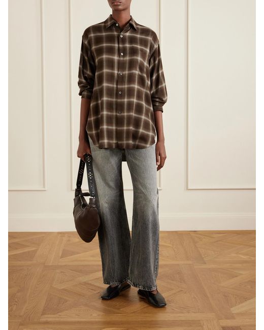 Ssstein Brown Checked Lyocell-Blend Gauze Shirt