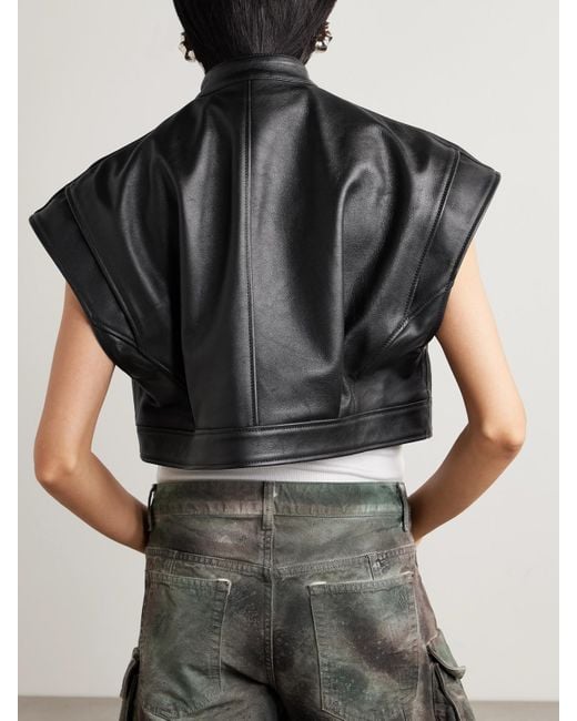 Halfboy Black Cropped Leather Vest