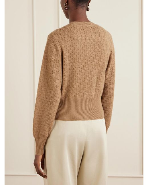 LeKasha Natural Gaya Pointelle Knit Cashmere Cardigan