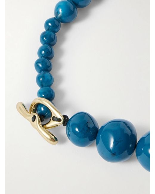 Dinosaur Designs Blue Boulder Beads Resin Necklace