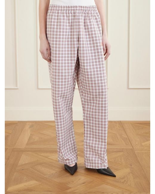 Willy Chavarria White Ruff Rider Checked Woven Wide-Leg Pants
